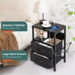 Yoobure Nightstand with Charging Station, LED Night Stand with Fabric Drawers and Storage Shelf for Bedroom, Nightstands Bedside Tables with USB Ports & Outlets, Small Night Stands, Bed Side Table - Image 7