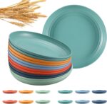 12 Pcs Unbreakable Deep Dinner Plates Set, 10 inch Reusable Plastic Wheat Straw Plates, Microwave and Dishwasher Safe Plate for Kitchen, Lightweight Plate for Dessert, BPA Free, 6 Colors - Image 2