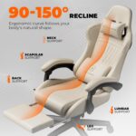 GTPLAYER Gaming Chair with Speakers, Video Game Chairs with Footrest, PC Gamer Chairs for Adults - Padded High Back Ergonomic Reclining Silla Gamer, Linkage Armrest, Ace Pro, Ivory New - Image 9