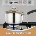P&P CHEF 2QT Saucepan with Lid, Stainless Steel Saucepan, Small Sauce Pan for Kitchen Cooking Soup/Milk/Eggs/Noodles, Visible Glass lid & Bakelite Heat-Proof Handles, Dishwasher Safe & Healthy - Image 4