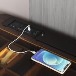 Lartis Modern Office Desk with Drawers,Glass Top Makeup Vanity Without Mirror Built-in USB Outlet Dressing Table Home Office Desk with Intelligent Socket,Very Easy to Assemble - Image 5