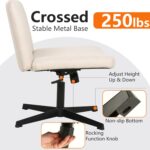 FDW Criss Cross Chair Armless Cross Legged Office Desk Chair Adjustable Swivel Ergonomic Desk Chair No Wheels U Shaped Backrest with Wide Seat Native Sponge Computer Task Vanity Chair for Home Office - Image 7
