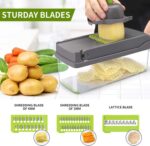 Vegetable Chopper,Senbowe Multifunctional 13-in-1 Food Choppers Onion Chopper Vegetable Slicer Cutter Dicer Veggie chopper with 8 Blades,Colander Basket,Container for Salad Potato Carrot Garlic - Image 7