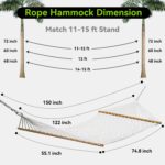 Double Hammock for 2 Person, Handwoven Cotton Rope Hammock with Spreader Bar Without Stand - Indoor & Outdoor Use for Patio, Poolside, Backyard (White) - Image 7