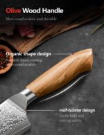 Damascus Chef Knife in Japanese Steel, 67-Layers Damascus Kitchen Knife with Wooden Gift Box and Original Olive Wood Handle, Cooking Knives for Home Kitchen Gift Idea - Image 5
