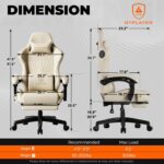 GTPLAYER Gaming Chair with Speakers, Video Game Chairs with Footrest, PC Gamer Chairs for Adults - Padded High Back Ergonomic Reclining Silla Gamer, Linkage Armrest, Ace Pro, Ivory New - Image 4