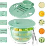 YUANYE Salad Spinner Large, 3 IN 1 Vegetable and Fruit Washing Bowl with Strainer, Lettuce Spinner with 5 Blades Slicer, Egg Yolk Strainer, Salad Bowl for Efficient Salad Preparation, 5.3 Qt - Image 2