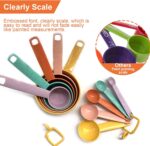 Plastic Measuring Cups and Spoons Set - 10 Pcs Colorful Kitchen Measuring Tool, Engraved Metric/US Markings Stackable Silicone Measure Cup for Liquid & Dry Measuring, Cooking & Baking, Random Color - Image 7