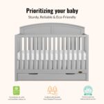 Dream On Me Storybrooke 5 in 1 Convertible Crib with Under Drawer in Pebble Grey, JPMA & Greenguard Gold Certified, Made of Sustainable Pinewood, Non-Toxic Water-Based Paint Finish - Image 6