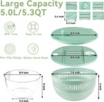 YUANYE Salad Spinner Large, 3 IN 1 Vegetable and Fruit Washing Bowl with Strainer, Lettuce Spinner with 5 Blades Slicer, Egg Yolk Strainer, Salad Bowl for Efficient Salad Preparation, 5.3 Qt - Image 6