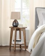 VASAGLE Side Table, Small Round End Table with Lower Shelf, Nightstand for Small Spaces, Living Room, Bedroom, Rustic Walnut ULET283T41 - Image 10