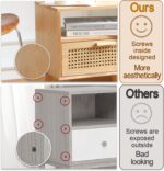 MaxSmeo Modern Nightstand Rattan Side End Table with Storage, for Living Room, Bedroom and Small Spaces, Accent Bedside Farmhouse Tables with Solid Wood Legs, Easy Assembly (Natural Walnut) - Image 6