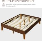 Yaheetech Queen Bed Frame Natural Solid Wood Platform Bed with Wooden Slats Support, 12-inch Underbed Space for Storage, Noise-Free Design, Easy Assembly, Dark Walnut Finish - Image 6