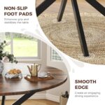 Unovivy 47" Round Dining Table for 4-6, Space Saving Circle Kitchen Dinner Table, Industrial Mid Century Modern Dining Room Desk for Kitchen, Apartment, Rustic Brown - Image 6