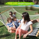 Double Hammock for 2 Person, Handwoven Cotton Rope Hammock with Spreader Bar Without Stand - Indoor & Outdoor Use for Patio, Poolside, Backyard (White) - Image 3