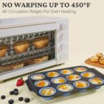 Silicone Muffin Pans for Baking with Metal Frame, Egg Bite Molds, Cupcake Pans 12 Regular Size, Muffin Tins Easy to Pop Nonstick Non Toxic Bakeware for Oven,Blue - Image 9