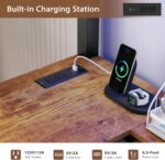 VIAGDO Bunk Bed Twin Over Twin with Hall Tree, Charging Station and LED Lights, L-Shaped Bunk Bed with Desk, 5 Storage Drawers, Twin Bunk Beds with Guardrail & Stairs, No Box Spring Needed, Black - Image 6