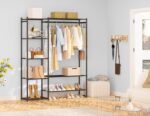 Wardrobe Closet, Portable Clothing Rack for Hanging Clothes, Free Standing Closet Organizers and Storage System with 4 Tiers Shelves for Cloakroom Bedroom, Black - Image 6