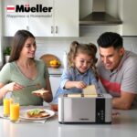 Mueller UltraToast Full Stainless Steel Toaster 4 Slice, Long Extra-Wide Slots for Bagels and Waffles, 6 Browning Levels, LED Display, Cancel/Defrost/Reheat Functions & Removable Tray, Kitchen Gadgets - Image 4