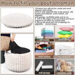 2 Pcs 20 x 15 Inch Unstuffed Pouf Cover Ottoman Foot Rest - No Filler, Faux Rabbit Fur Foot Stool Floor Bean Bag Floor Chair Storage for Living Room Bedroom Home Decor(Beige) - Image 4