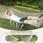 Double Hammock for 2 Person, Handwoven Cotton Rope Hammock with Spreader Bar Without Stand - Indoor & Outdoor Use for Patio, Poolside, Backyard (White) - Image 5