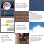 Patio Furniture Outdoor Couch 3 Seater Sofa Outdoor Brown Wicker Sofa Deep Seat High Backrest Patio Couch with Non-Slip Cushions and Waterproof Cover, Navy Blue - Image 5