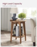 VASAGLE Side Table, Small Round End Table with Lower Shelf, Nightstand for Small Spaces, Living Room, Bedroom, Rustic Walnut ULET283T41 - Image 7