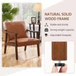 Yaheetech PU Leather Accent Chair, Mid-Century Modern Armchair with Solid Wood Legs, Reading Leisure Chair with High Back for Living Room Bedroom Waiting Room, Brown - Image 6