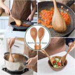 Wood Spoon, Healthy Acacia Wooden Cooking Spoons, Durable Kitchen Serving Spoon Scooper, Non Scratch Wood Ladle Tableware For Cooking, Serving Salad, Stirring Soup, Easy to use - Image 7