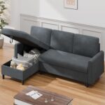 Shintenchi Sofa Couch, Pullout Sofa Bed,2 in 1 Pull Out Couch Bed with Storage Chaise for Living Room,Sleeper Sofa Couches Linen Sectional Sofa - Image 4