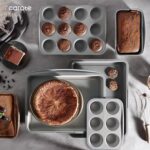 CAROTE 9-Piece Nonstick Stackable Baking Pans Set - Bakeware Sets Including Cookie Sheets for Baking, Muffin Pan, Bread Pan, Cake pan, Loaf Pan, Roasting Pan, Gray & Blue - Image 4