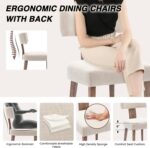 HNY Mid Century Modern Dining Chairs Set of 6, Farmhouse Linen Fabric Upholstered Accent Curved Backrest Kitchen Chairs, with Hardwood Frame, Beige, Linen - Image 5