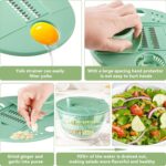YUANYE Salad Spinner Large, 3 IN 1 Vegetable and Fruit Washing Bowl with Strainer, Lettuce Spinner with 5 Blades Slicer, Egg Yolk Strainer, Salad Bowl for Efficient Salad Preparation, 5.3 Qt - Image 5