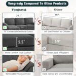 Vongrasig 79" Convertible Sectional Sofa Couch, 3 Seat L Shaped Sofa with Removable Pillows Linen Fabric Small Couches Mid Century for Living Room, Apartment and Office (Black) - Image 7