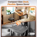 Huuger Folding Desk for Small Spaces, 31.5 Inch Foldable Computer Table, for Home Office, Study, Bedroom, Dorm, Space Saving, Small Writing Work Office Computer Desk, Easy to Fold, Rustic Brown - Image 4