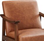 Yaheetech PU Leather Accent Chair, Mid-Century Modern Armchair with Solid Wood Legs, Reading Leisure Chair with High Back for Living Room Bedroom Waiting Room, Brown - Image 9