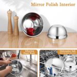 LIANYU Mixing Bowls with Airtight Lids Sets, 3 Packs Stainless Steel Metal Mixing Bowls, Ideal for Prepping, Cooking, Storage, Serving, Freezer & Dishwasher Safe, Khaki - Image 7