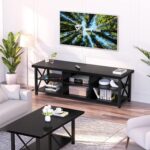 GreenForest TV Stand for TV up to 65 inches, Entertainment Center with 6 Storage Cabinet for Living Room, 55 inch Farmhouse Television Stands Console Table, Industrial TV stands for Living Room, Black - Image 9