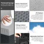 Rattaner 3 Pieces Patio Furniture Set Outdoor Sectional Wicker Patio Furniture Patio Couch with Ottoman and Outdoor Storage Table All-Weather Anti-Slip Cushions Waterproof Covers, Light Grey - Image 9