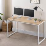 ZINUS Jennifer 55 Inch White Frame Desk, Computer Workstation, Office Desk, Dining Table, Easy Assembly, Natural - Image 7