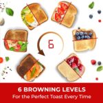 Mueller UltraToast Full Stainless Steel Toaster 4 Slice, Long Extra-Wide Slots for Bagels and Waffles, 6 Browning Levels, LED Display, Cancel/Defrost/Reheat Functions & Removable Tray, Kitchen Gadgets - Image 6