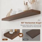 Heimlove 48 Inch Floating Shelves for Wall 8 Inch Deep Walnut Shelves Set of 2,Wall Mounted Rustic Wood Long Floating Shelf，Large Display & Storage Shelf with Invisible Brackets - Image 5