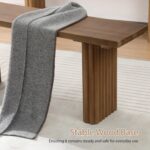 Solid Wood Entryway Bench - 51.2" Fluted Farmhouse Bench, Indoor Long Dining Benches Seat Narrow End of Bed Benches for Entry Way, Kitchen, Living Room and Bedroom, Brown - Image 6