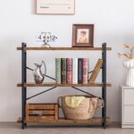 HCHQHS Bookshelf, 3-Tier Industrial Bookcase, Rustic Open Book Shelf, Wood and Metal Horizontal Bookshelves - Image 10