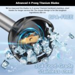 Immersion Blender RPM 16000±10% Scratch Resistant Hand Blender,15 Speed and Turbo Mode Hand Mixer, 3-in-1 Heavy Duty Copper Motor Stainless Steel Smart Stick with Egg Beaters and Chopper - Image 6