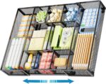 Marbrasse Expandable Desk Drawer Organizer, Mesh Drawer Organizer Tray with 10 Adjustable Compartments, Desk Organizers and Accessories, 5 Dividers Drawer for Office Supplies, Makeup & Vanity (Black) - Image 2