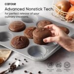 CAROTE 9-Piece Nonstick Stackable Baking Pans Set - Bakeware Sets Including Cookie Sheets for Baking, Muffin Pan, Bread Pan, Cake pan, Loaf Pan, Roasting Pan, Gray & Blue - Image 5