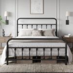 Yaheetech Classic Metal Platform Bed Frame Mattress Foundation with Victorian Style Iron-Art Headboard/Footboard/Under Bed Storage/No Box Spring Needed/Queen Size Black - Image 2