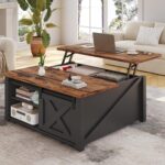 SEDETA 31.5" Lift Top Coffee Table with Storage, Square Coffee Tables for Living Room, Farmhouse Coffee Table with Large Hidden Storage Compartment and Adjustable Shelves, Black - Image 10