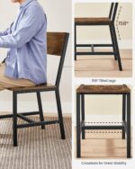 VASAGLE Dining Chair Set of 2, Rustic Wood Chairs with Metal Steel Frame, Easy to Assemble, Comfortable Seat, Modern Farmhouse Chair for Kitchen, Bedroom, Living Room, Rustic Brown and Ink Black - Image 6